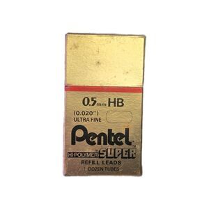 Pentel Mechanical Pencil .5mm HB Hi-Polymer Ultra Fine Refill Leads, 12 Tubes